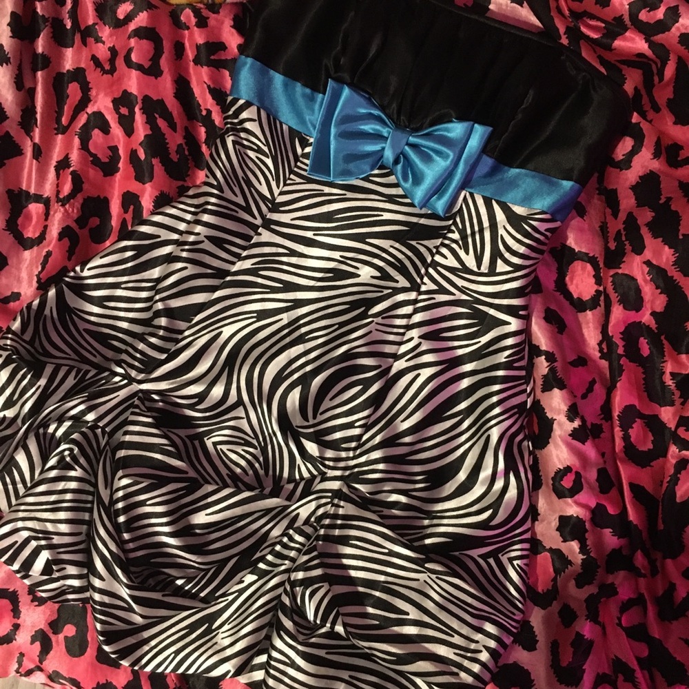 2000s zebra print party dress MED